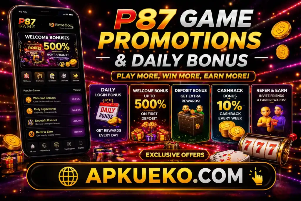 P87 game download and invite friends to get a bonuses full guide image.