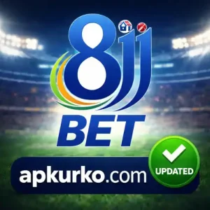 8JJ Bet updated app featured image with official logo and apkurko.com website branding