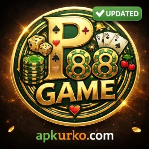P88 Game updated logo with casino cards, dice and coins – apkurko.com