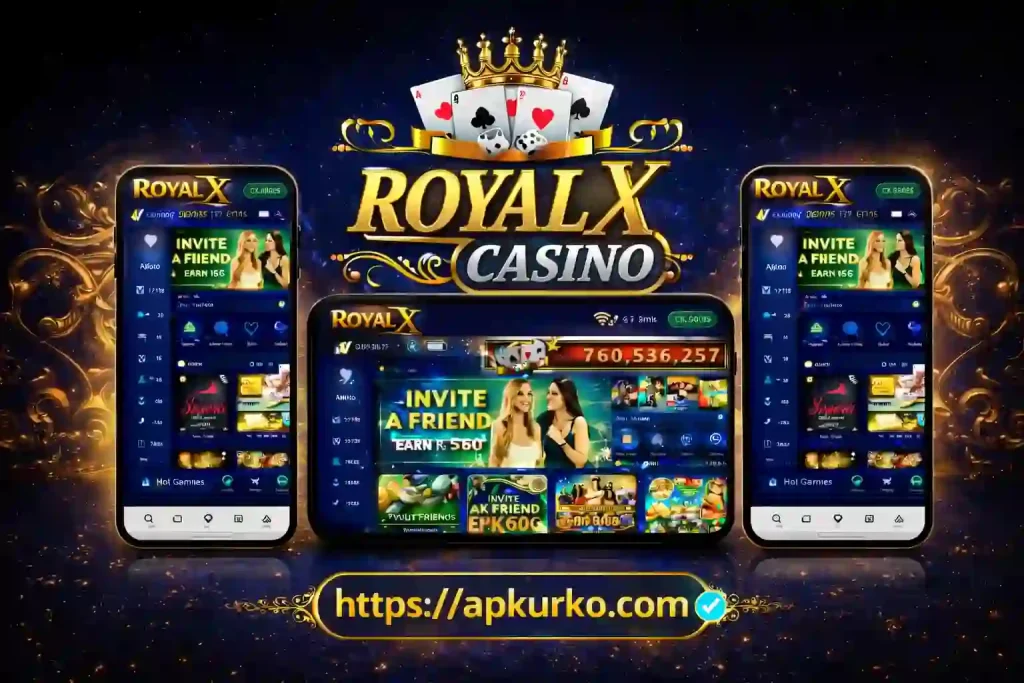 Royal X Casino game branding image was designed by apkurko.com
