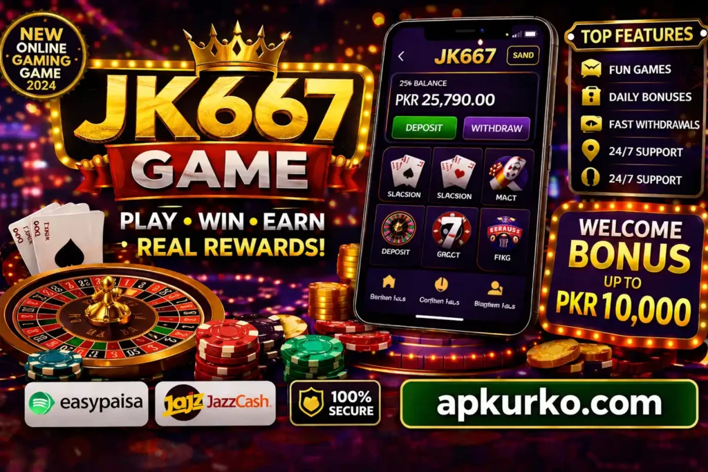 JK667 Game welcome bonuses and download rewards image.