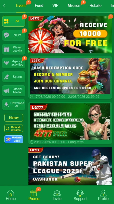 LG777 game bonuses and features image.
